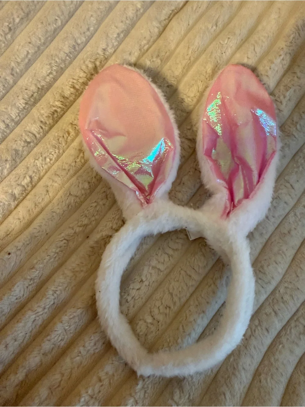 Kids Bunny Ear Headband with Shiny Pink Inner Ears